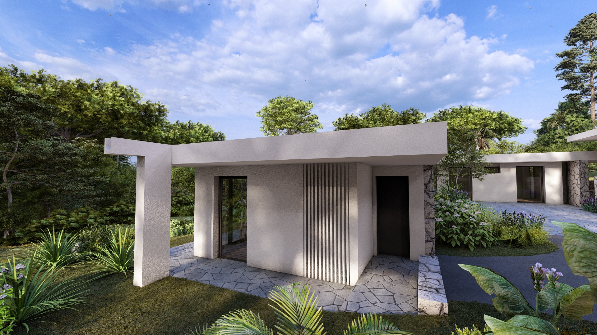 Vue 3D depuis la pergola.