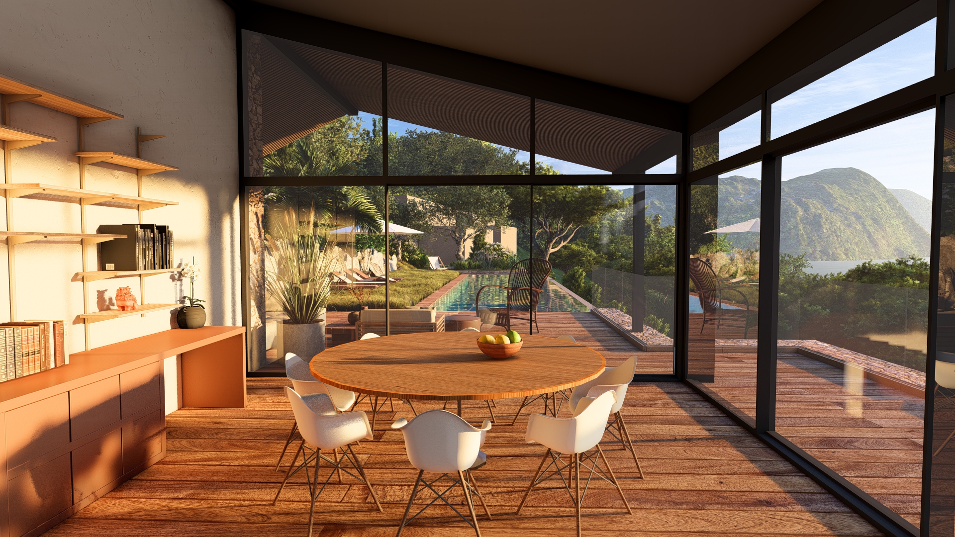 Vue 3D depuis la pergola.